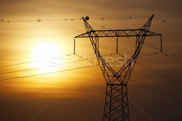 Macht lijn zonsondergang technologie metaal oranje Stockfoto © pedrosala