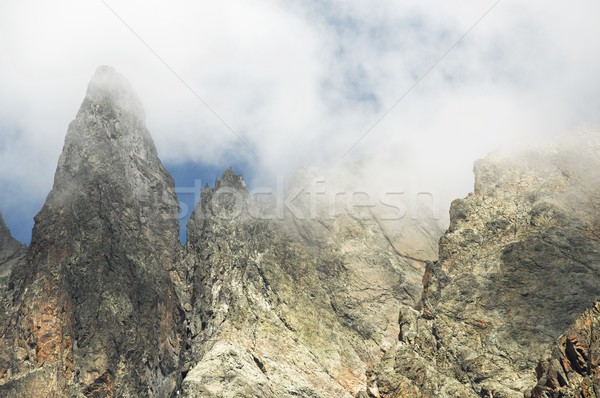 Alpi Franta peisaj zăpadă stâncă piatră Imagine de stoc © pedrosala
