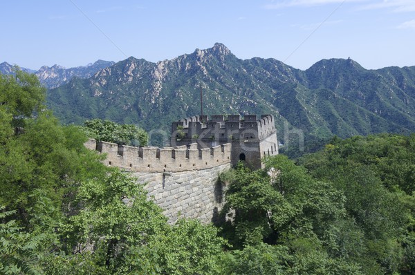 Kilátás Nagy Fal Kína fa fal tájkép Stock fotó © pedrosala