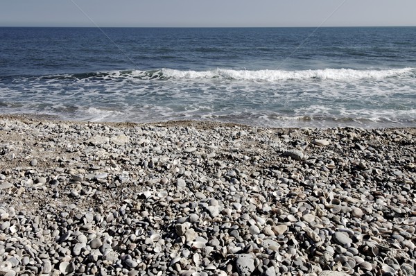 Kavics tengerpart kék ég textúra hullám hullámok Stock fotó © pedrosala