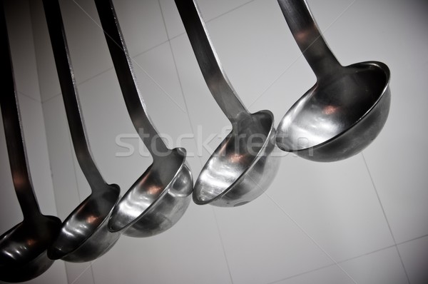 Vista cinco cucharas alimentos trabajo cocina Foto stock © pedrosala