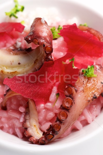 осьминога рисотто свекла пива продовольствие рыбы Сток-фото © pedrosala
