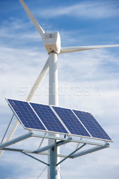 énergies renouvelables moulin à vent photovoltaïque panneau énergie production [[stock_photo]] © pedrosala