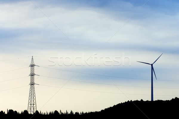 windmill and pylon Stock photo © pedrosala