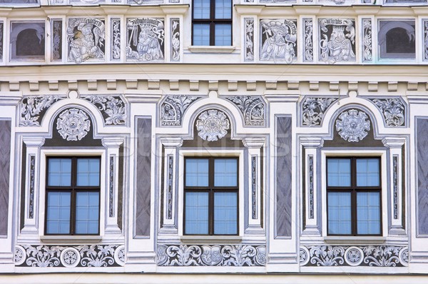 Fasada szczegół placu Czechy tekstury miasta Zdjęcia stock © pedrosala