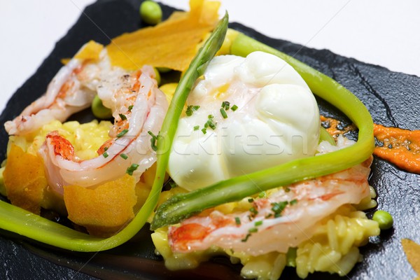 Yumurta safran risotto sebze gıda mutfak Stok fotoğraf © pedrosala