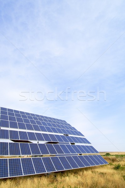 Photovoltaik solar Bereich bewölkt Himmel Wolken Stock foto © pedrosala