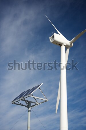 énergies renouvelables moulin à vent photovoltaïque panneau énergie production [[stock_photo]] © pedrosala