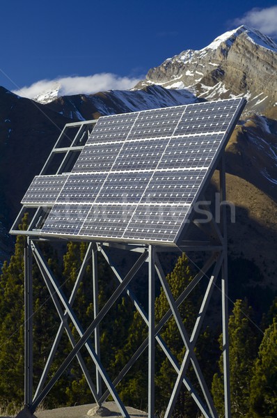 Fotovoltaice electric producere parc tehnologie munte Imagine de stoc © pedrosala