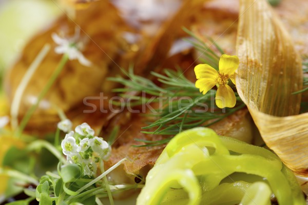 Lamm Essen Restaurant Gehirn Abendessen Platte Stock foto © pedrosala