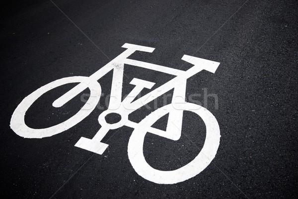 Foto stock: Sinalizar · ver · bicicleta · assinar · pintado