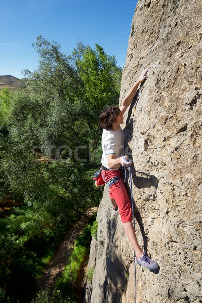 Klettern Spanien Sport Berg Ausübung Stein Stock foto © pedrosala