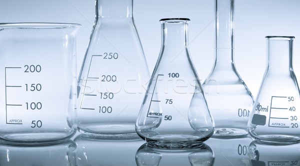 Glasgeschirr Ansicht blau Labor Labor chemischen Stock foto © pedrosala