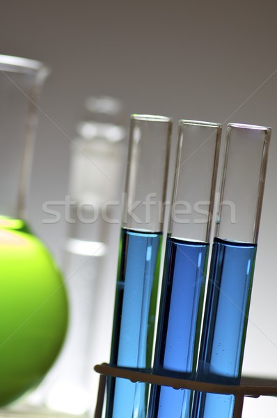 Stock fotó: Laboratórium · kék · teszt · csövek · üvegek · fehér