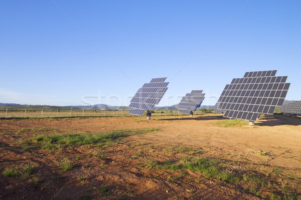 太陽能 場 日出 電動 生產 景觀 商業照片 © pedrosala