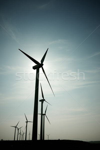 Wind energie elektrische macht productie zonsondergang Stockfoto © pedrosala
