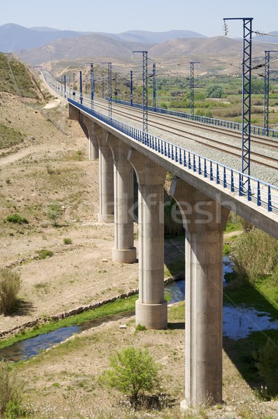 Züge wenig Fluss Himmel Licht Metall Stock foto © pedrosala