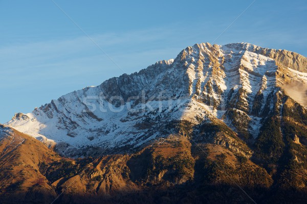 Pic montagnes vallée mur coucher du soleil montagne [[stock_photo]] © pedrosala