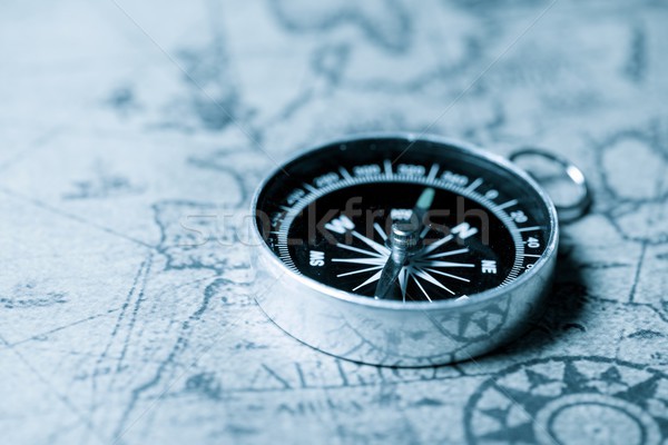 Jahrgang Navigation Kompass alten Karte Papier Stock foto © pedrosala