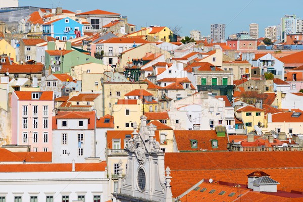 Lissabon Luftbild Altstadt Portugal Gebäude Stadt Stock foto © pedrosala
