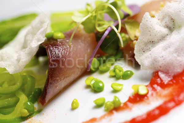 Salata de ton alb placă alimente peşte sănătate Imagine de stoc © pedrosala