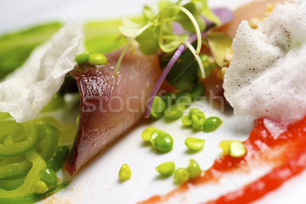 Foto stock: Ensalada · de · atún · blanco · placa · alimentos · peces · salud