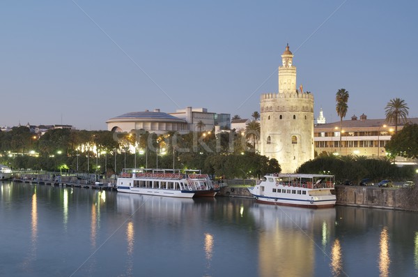 Ouro torre ver bancos rio andaluzia Foto stock © pedrosala
