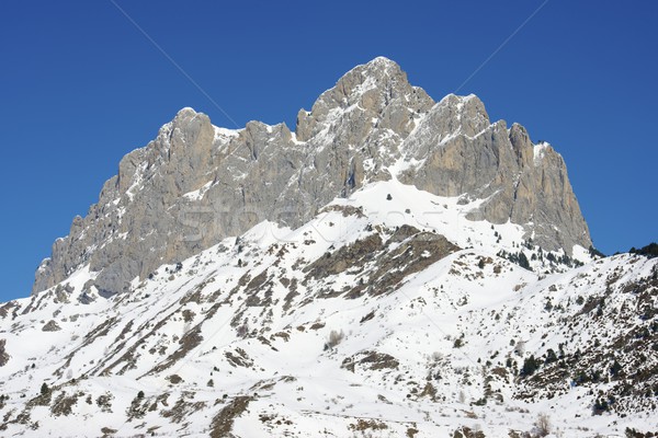 Szczyt dolinie krajobraz śniegu górskich zimą Zdjęcia stock © pedrosala