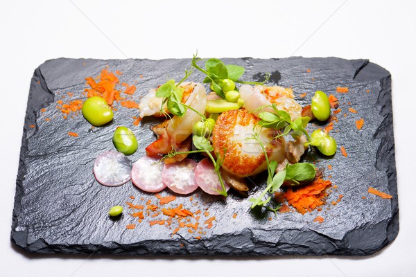 Ferkel Garnelen Essen Fisch Küche Restaurant Stock foto © pedrosala