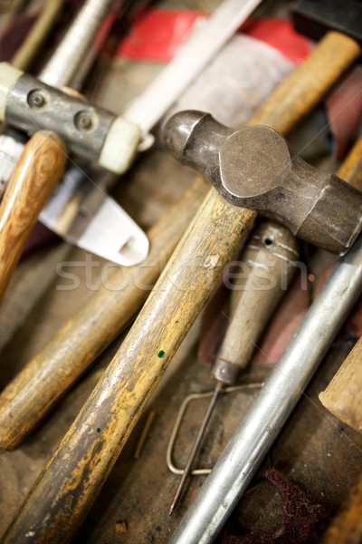 Grupo oficina joalheiro madeira martelo Foto stock © pedrosala
