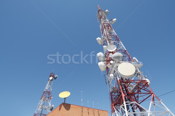 Telecomunicações torre fundo ver blue sky la Foto stock © pedrosala