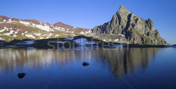 Csúcs tó természet hegy nyár hegyek Stock fotó © pedrosala