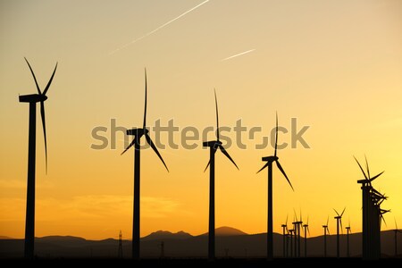 Szél energia elektromos erő gyártás naplemente Stock fotó © pedrosala