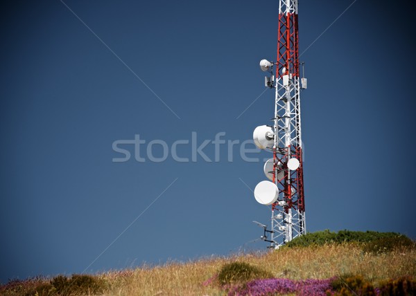 ストックフォト: 電気通信 · 塔 · 青空 · ビジネス · 空 · テレビ