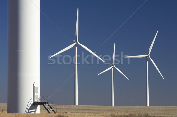 Stock foto: Gateway · Windmühle · klarer · Himmel · Technologie · Gruppe · Bauernhof