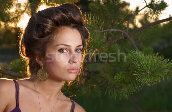 Elegant lady in forest Stock photo © pekour