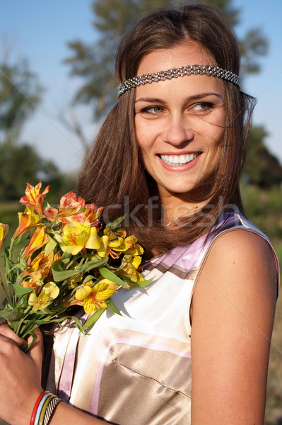 Hippie menina lírio ao ar livre verão mulher Foto stock © pekour