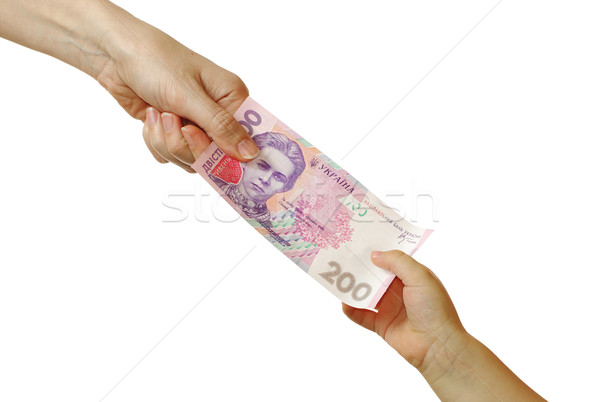 Stock photo: Mom gives pocket money to her son
