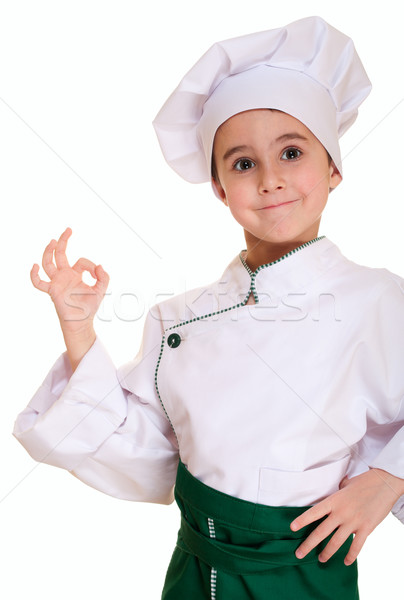 Foto d'archivio: Piccolo · ragazzo · chef · uniforme · segno