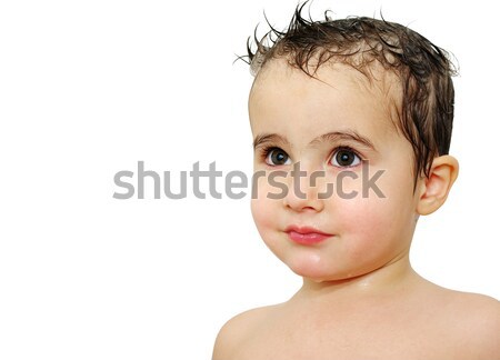 小 男孩 洗髮水 濕 頭髮 看 商業照片 © pekour