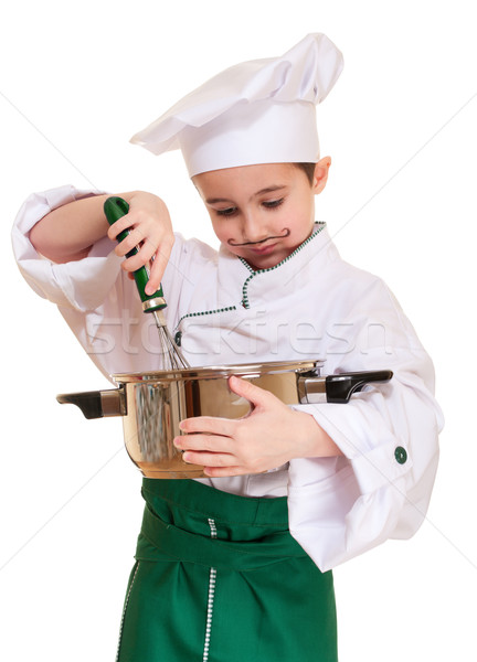 Wenig Küchenchef Küchengerät Kochen isoliert weiß Stock foto © pekour