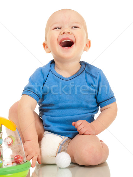 Risonho pequeno menino fralda isolado branco Foto stock © pekour