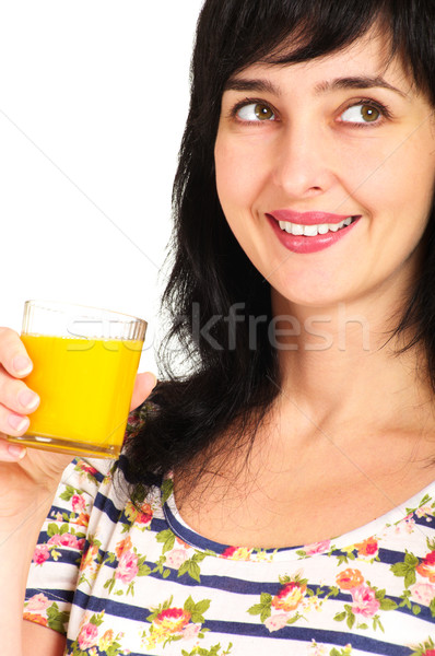 Retrato mulher suco de laranja vidro sorrir cara Foto stock © pekour