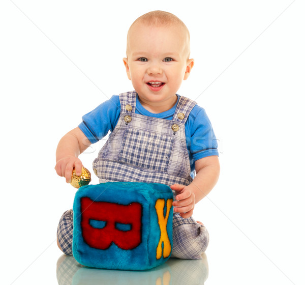 Happy little boy in overall Stock photo © pekour