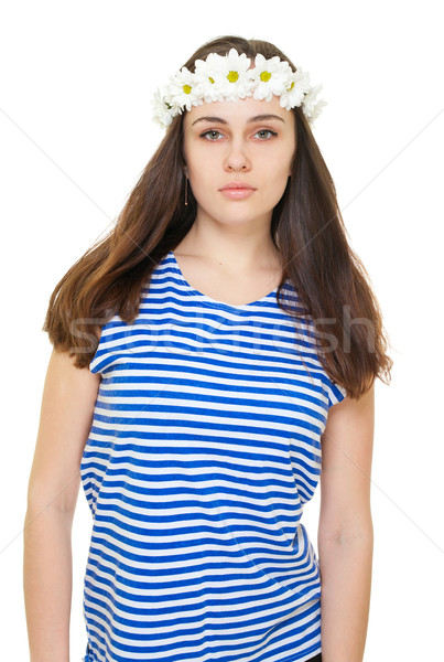 Girl in camomile wreath and sailor singlet Stock photo © pekour