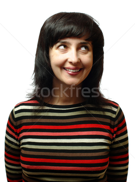 Brunette woman smile and look upwards Stock photo © pekour