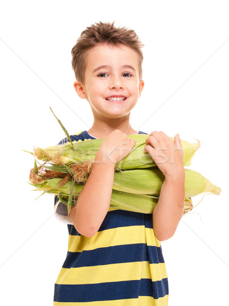 Little boy holding corn on the cob Stock photo © pekour