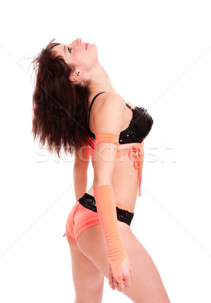 Táncos nő bikini vörös hajú nő fehér Stock fotó © pekour