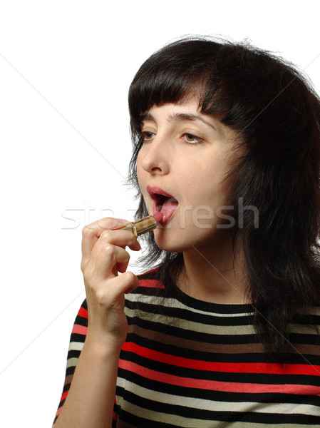Piękna kobieta w górę usta odizolowany biały piękna Zdjęcia stock © pekour