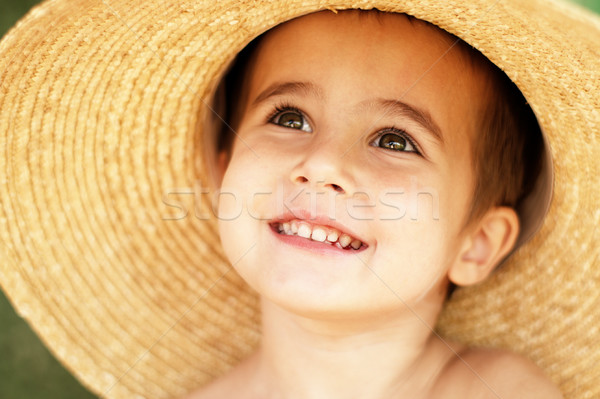 Little boy in straw hat Stock photo © pekour